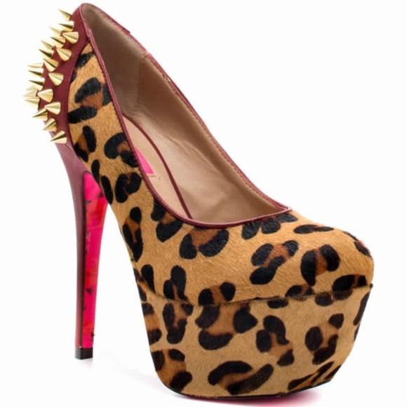 Betsey Johnson Shoes - Betsey Johnson Grrace Leopard Studded Heels
